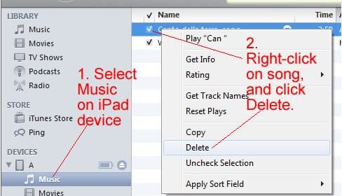 Come cancellare canzoni da iPad