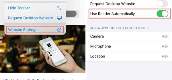 Come rendere automatica la visualizzazione di Safari Reader View su iOS e Mac